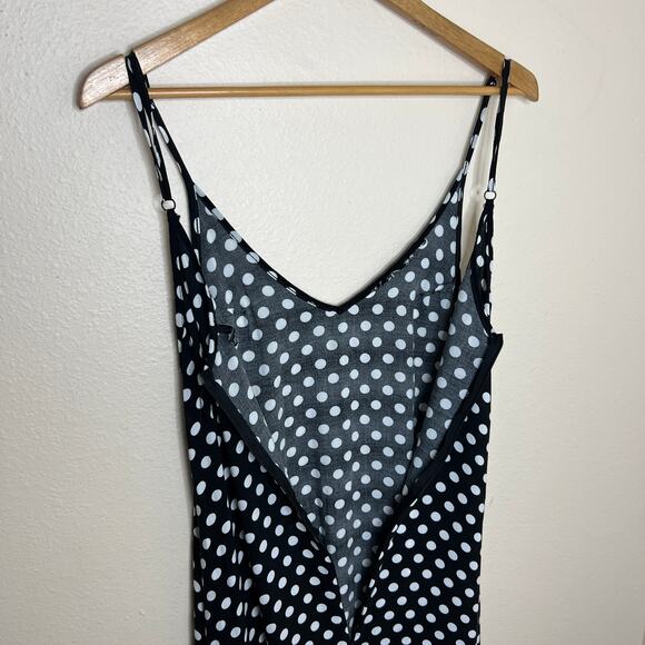 Zaful Black Polka Dot Maxi Slip Dress Small - Picture 7 of 11